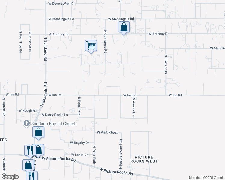 map of restaurants, bars, coffee shops, grocery stores, and more near 11330 West Ina Road in Tucson