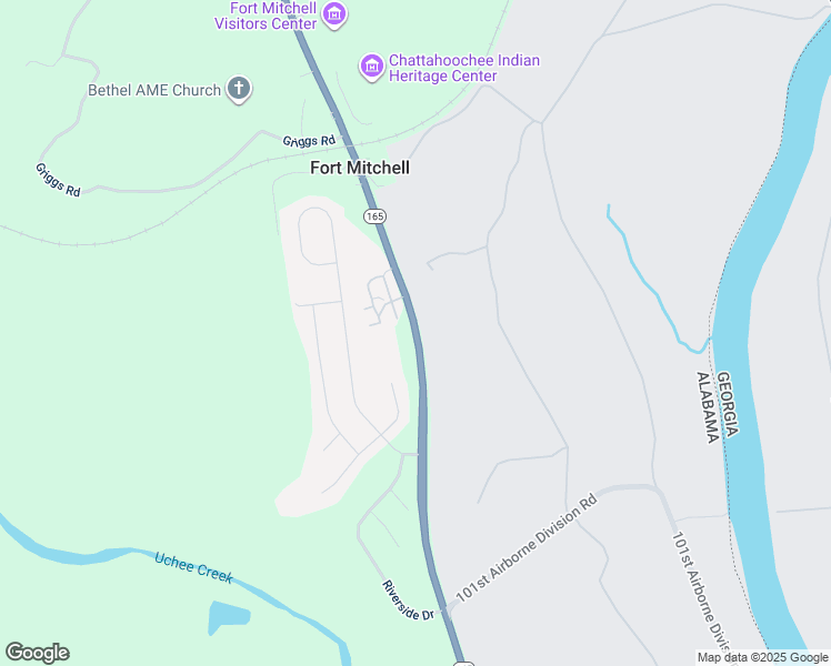 map of restaurants, bars, coffee shops, grocery stores, and more near 634 Highway 165 in Fort Mitchell