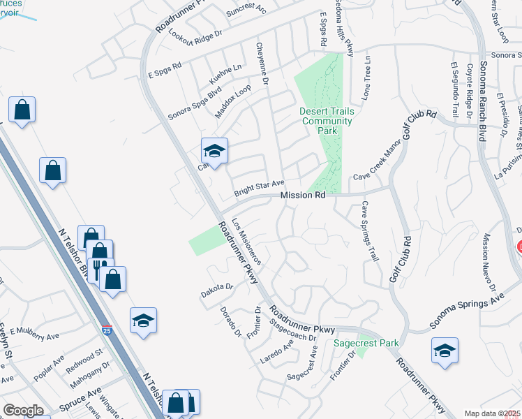 map of restaurants, bars, coffee shops, grocery stores, and more near 2246 Los Misioneros in Las Cruces