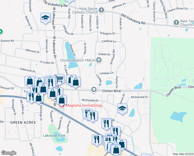 map of restaurants, bars, coffee shops, grocery stores, and more near 300 Lindale Street in Clinton