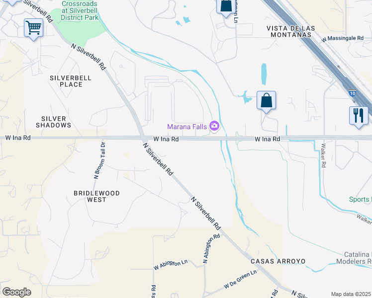 map of restaurants, bars, coffee shops, grocery stores, and more near 5555 West Ina Road in Tucson