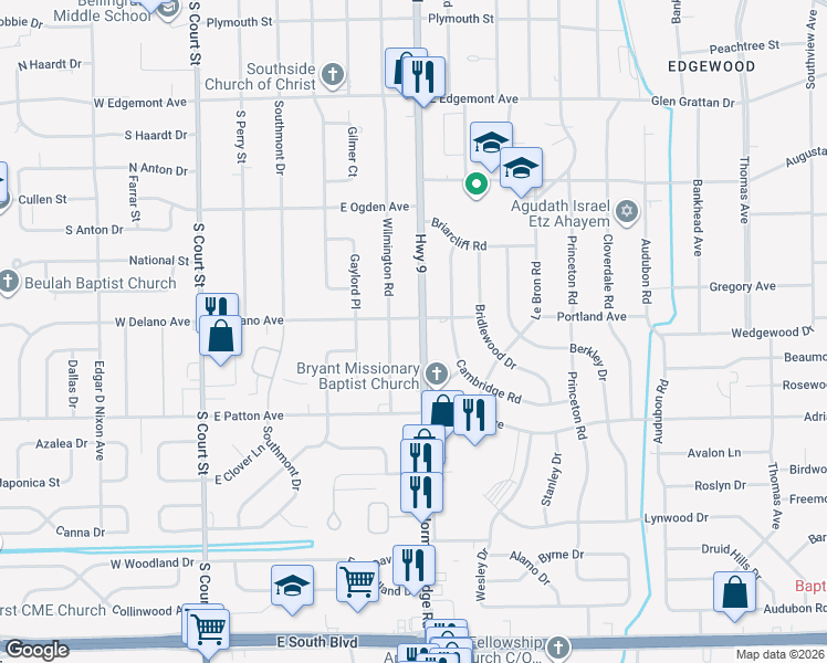 map of restaurants, bars, coffee shops, grocery stores, and more near 3608 Norman Bridge Road in Montgomery