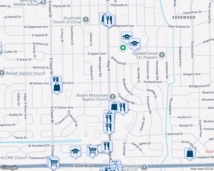 map of restaurants, bars, coffee shops, grocery stores, and more near 3608 Norman Bridge Road in Montgomery