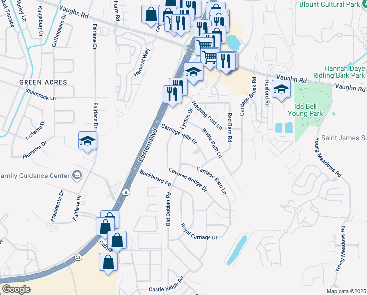 map of restaurants, bars, coffee shops, grocery stores, and more near 3119 Old Dobbin Road in Montgomery