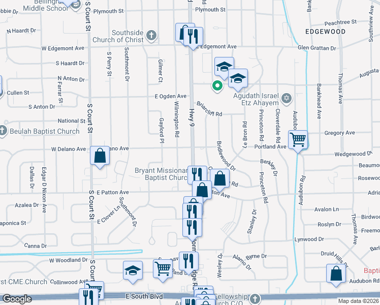 map of restaurants, bars, coffee shops, grocery stores, and more near 3608 Norman Bridge Road in Montgomery