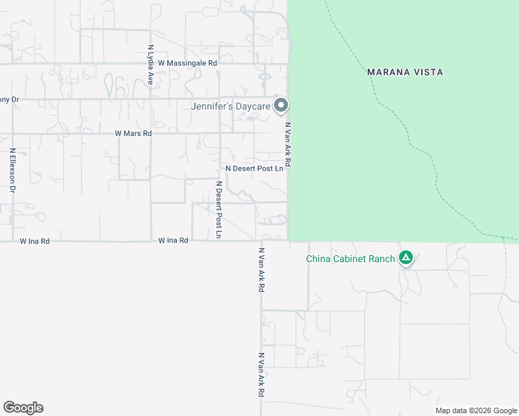map of restaurants, bars, coffee shops, grocery stores, and more near 7261 North Van Ark Road in Tucson