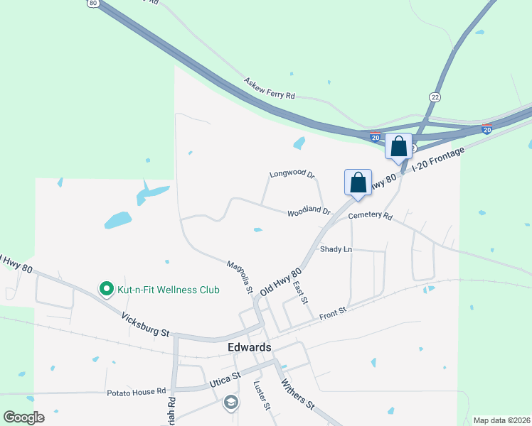 map of restaurants, bars, coffee shops, grocery stores, and more near 421 Woodland Dr in Edwards