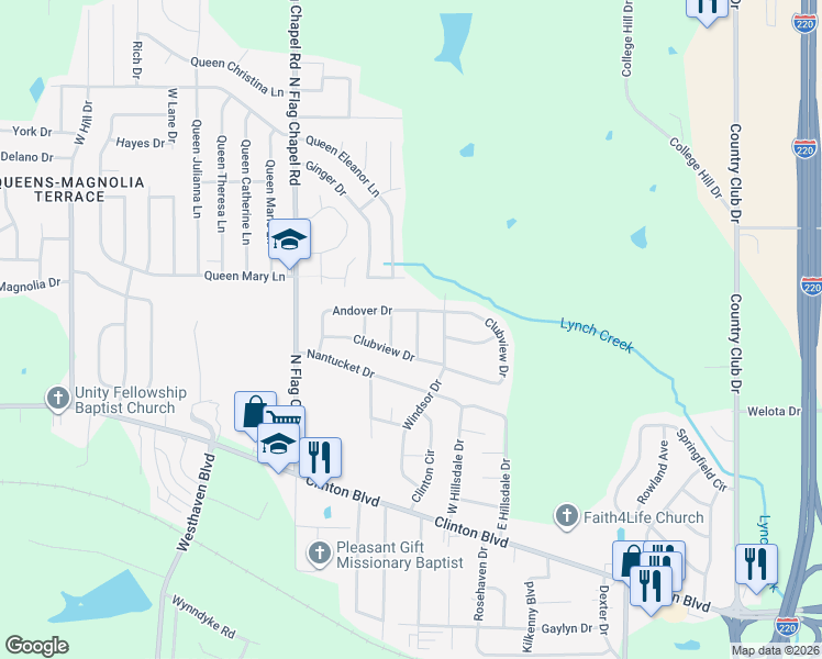 map of restaurants, bars, coffee shops, grocery stores, and more near 227 Merrimack Street in Jackson