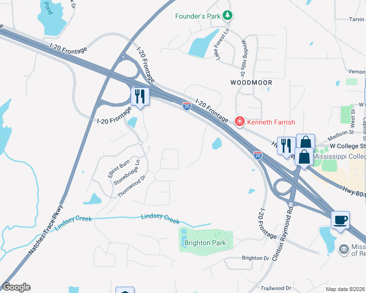 map of restaurants, bars, coffee shops, grocery stores, and more near 131 Baileys Ridge Cir in Clinton