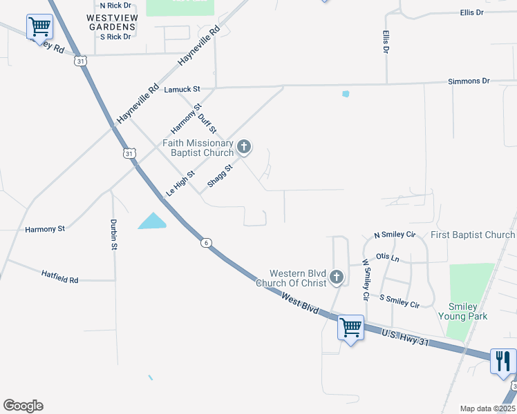 map of restaurants, bars, coffee shops, grocery stores, and more near 3232 Pilgrim Street in Montgomery