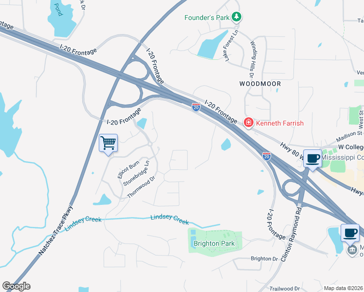 map of restaurants, bars, coffee shops, grocery stores, and more near 131 Baileys Ridge Circle in Clinton