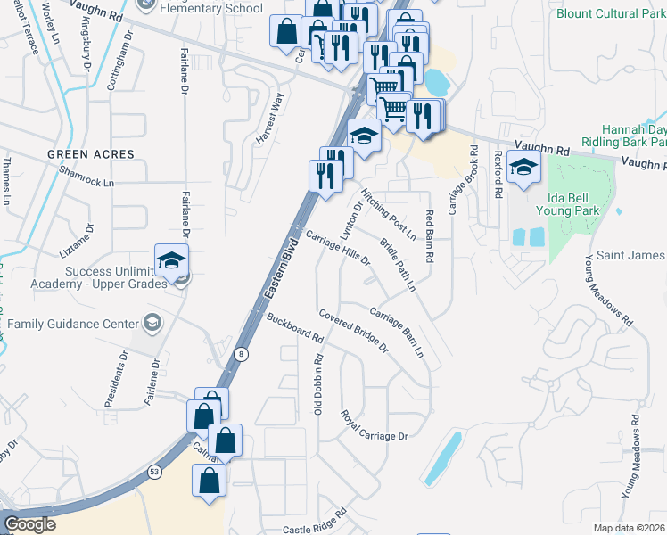 map of restaurants, bars, coffee shops, grocery stores, and more near 3119 Old Dobbin Road in Montgomery