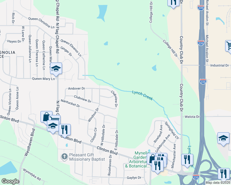 map of restaurants, bars, coffee shops, grocery stores, and more near 154 Clinton Park in Jackson