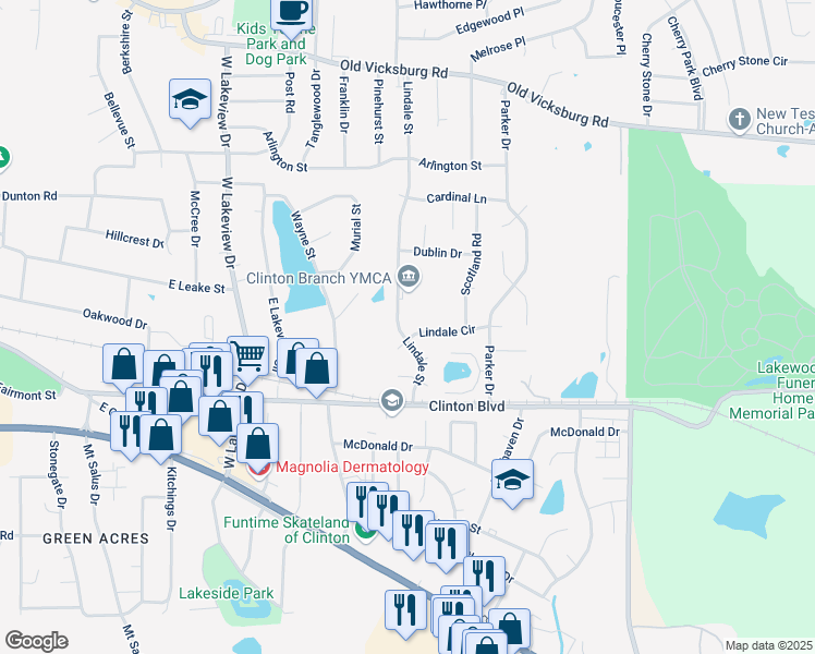 map of restaurants, bars, coffee shops, grocery stores, and more near 300 Lindale Street in Clinton