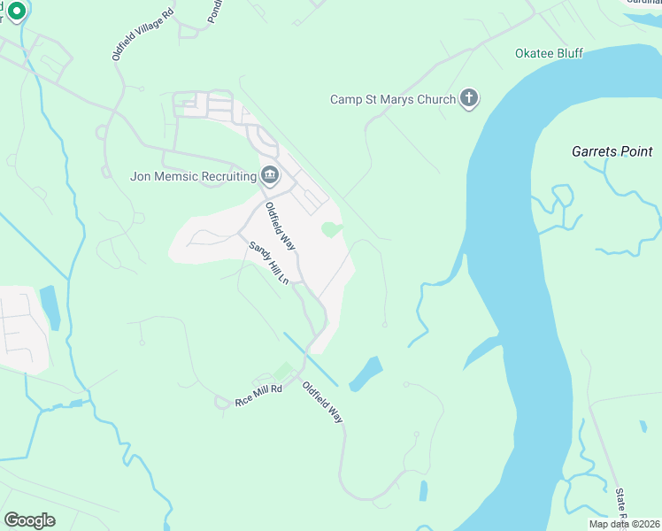 map of restaurants, bars, coffee shops, grocery stores, and more near 7 Old Oak Road in Bluffton