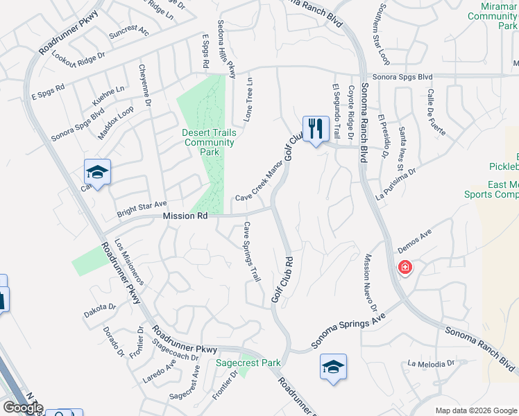 map of restaurants, bars, coffee shops, grocery stores, and more near 1209-1233 Golf Club Road in Las Cruces