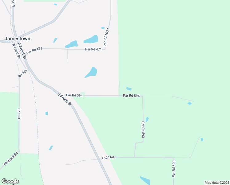 map of restaurants, bars, coffee shops, grocery stores, and more near Par Road 594 in Jamestown