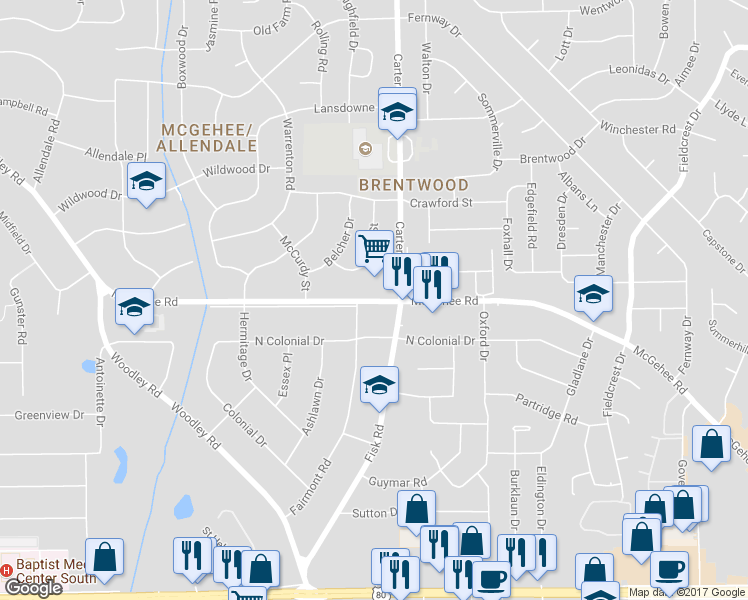 map of restaurants, bars, coffee shops, grocery stores, and more near in Montgomery