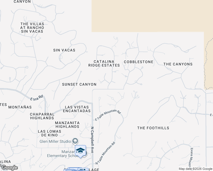 map of restaurants, bars, coffee shops, grocery stores, and more near 7250 North Star Fury Place in Tucson