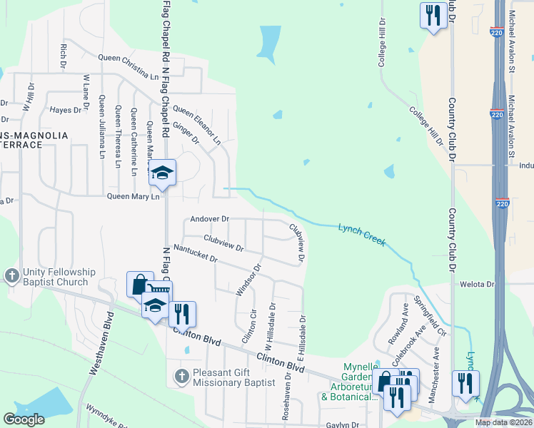 map of restaurants, bars, coffee shops, grocery stores, and more near 374 Clubview Drive in Jackson