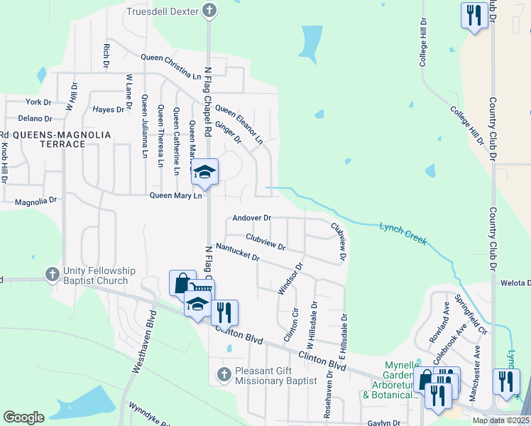 map of restaurants, bars, coffee shops, grocery stores, and more near 5169 Queen Mary Lane in Jackson