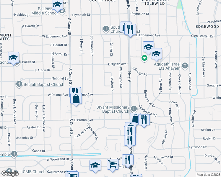map of restaurants, bars, coffee shops, grocery stores, and more near 3561 Gilmer Avenue in Montgomery