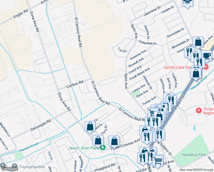 map of restaurants, bars, coffee shops, grocery stores, and more near 2620 El Camino Real in Las Cruces