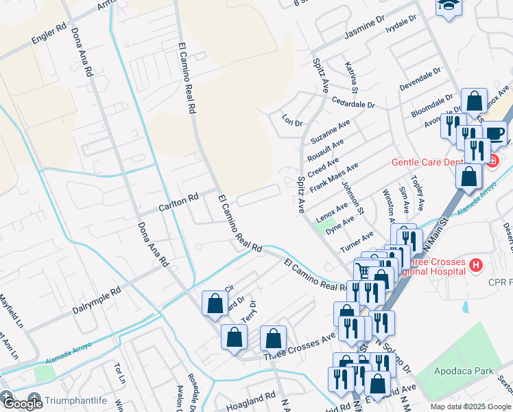 map of restaurants, bars, coffee shops, grocery stores, and more near 2620 El Camino Real in Las Cruces