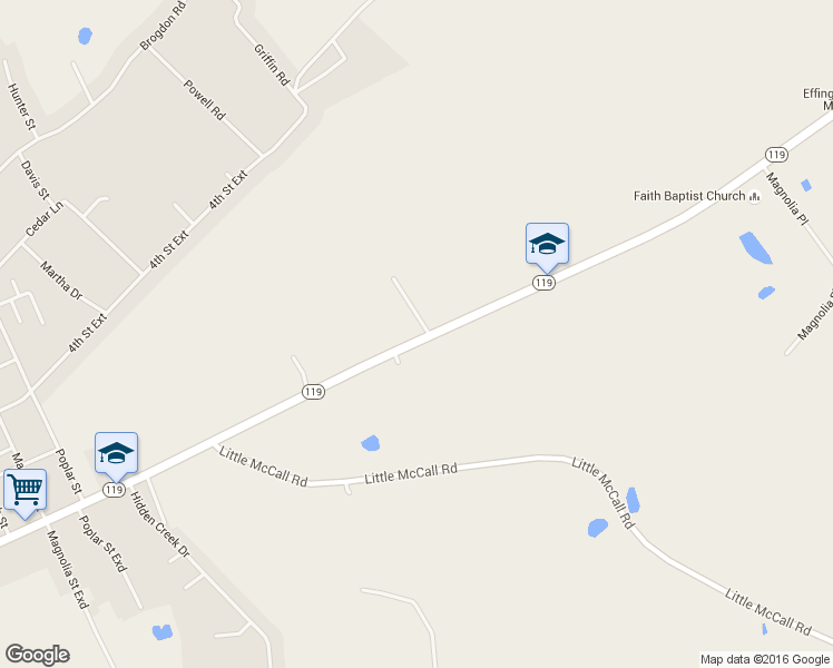 map of restaurants, bars, coffee shops, grocery stores, and more near 2370 Georgia 119 in Guyton