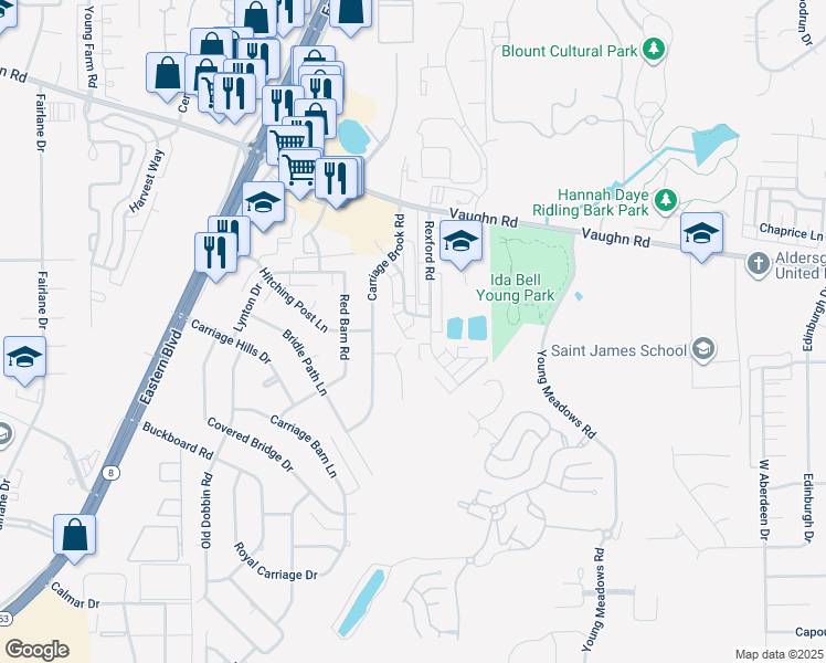 map of restaurants, bars, coffee shops, grocery stores, and more near 5764 Worchester Court in Montgomery