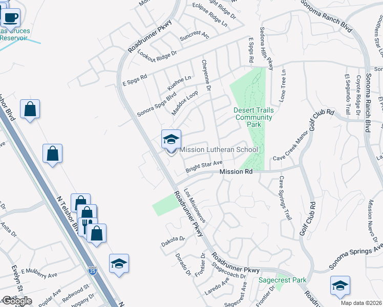 map of restaurants, bars, coffee shops, grocery stores, and more near 2249 Evening Star Avenue in Las Cruces