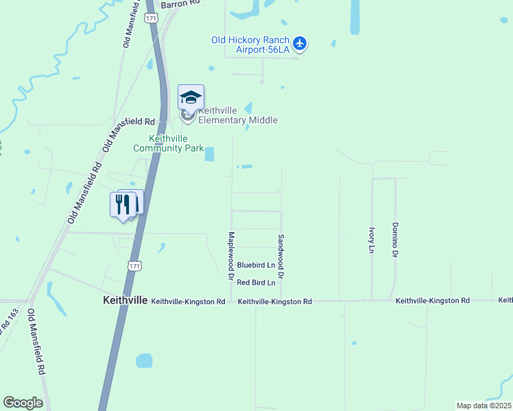 map of restaurants, bars, coffee shops, grocery stores, and more near 4710 R On F Way in Keithville