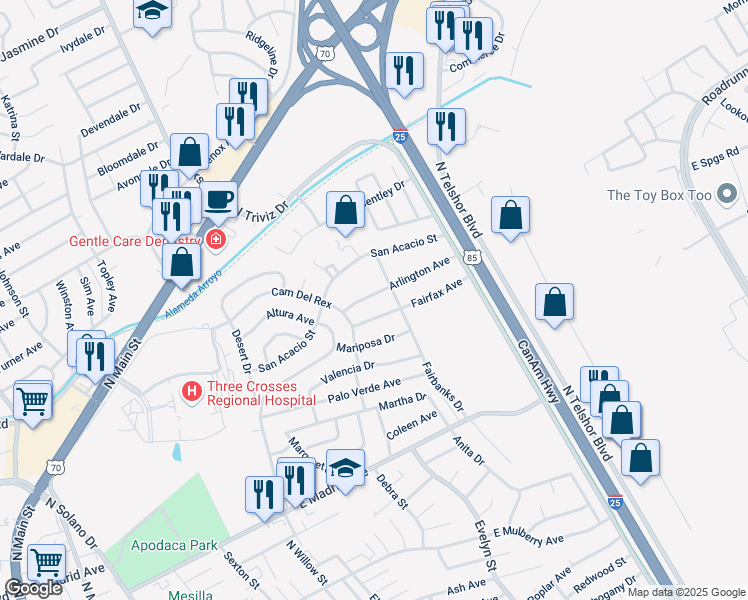 map of restaurants, bars, coffee shops, grocery stores, and more near 1920 Arlington Avenue in Las Cruces