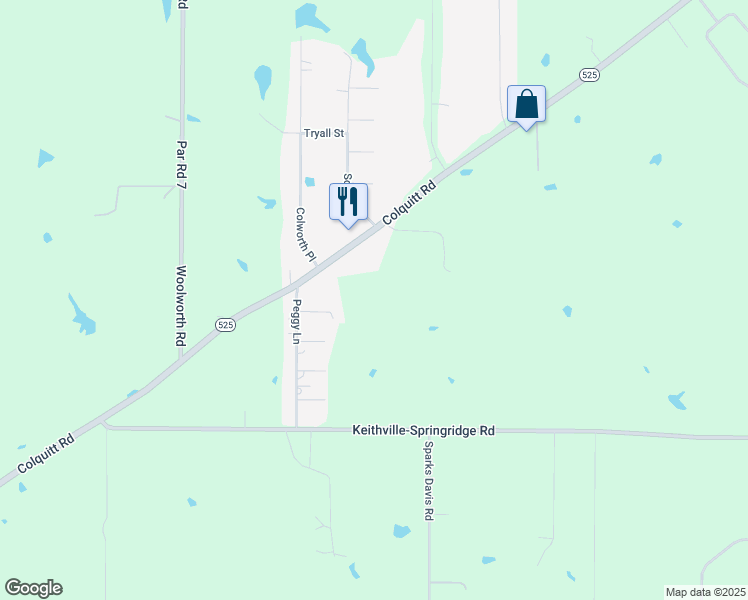 map of restaurants, bars, coffee shops, grocery stores, and more near 6759 Colquitt Road in Keithville
