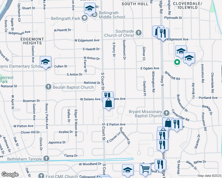 map of restaurants, bars, coffee shops, grocery stores, and more near 3566 South Perry Street in Montgomery