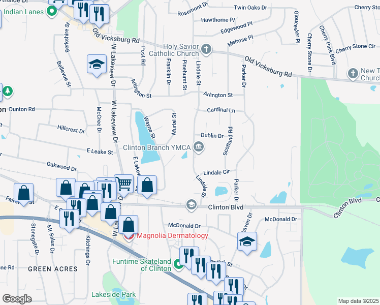 map of restaurants, bars, coffee shops, grocery stores, and more near 400 Lindale Street in Clinton