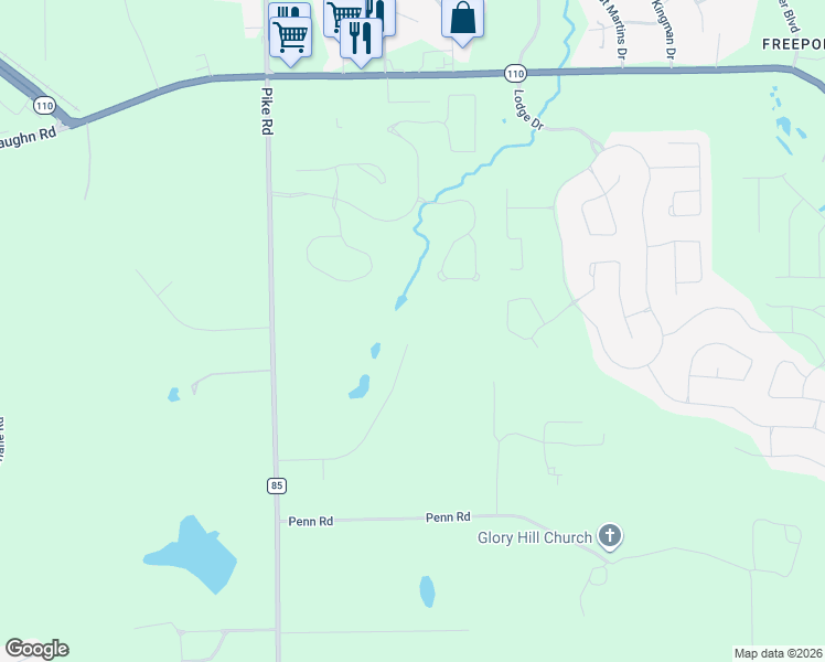 map of restaurants, bars, coffee shops, grocery stores, and more near 100 Grace Chapel Trail in Pike Road