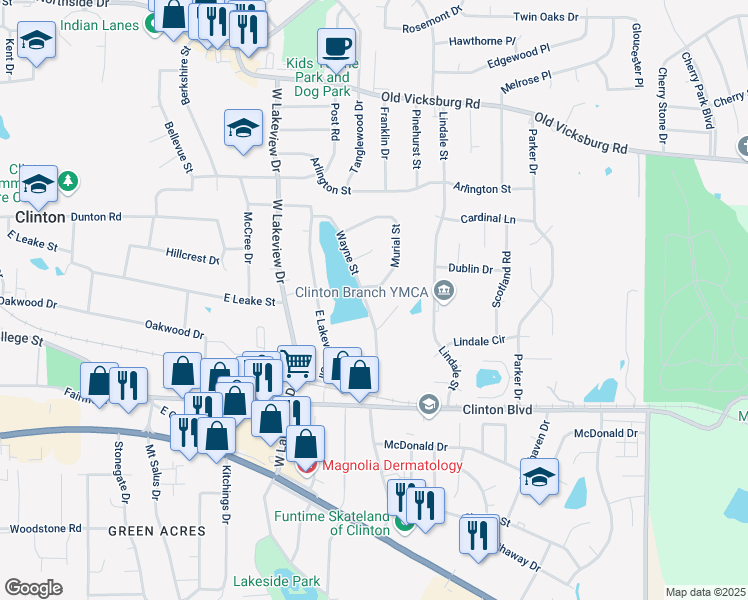 map of restaurants, bars, coffee shops, grocery stores, and more near 403 Wayne Street in Clinton