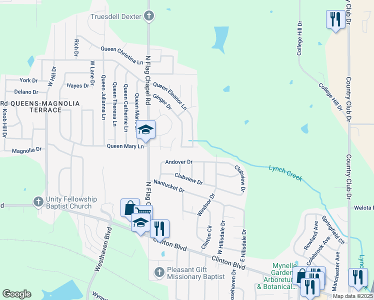 map of restaurants, bars, coffee shops, grocery stores, and more near 5169 Queen Mary Lane in Jackson