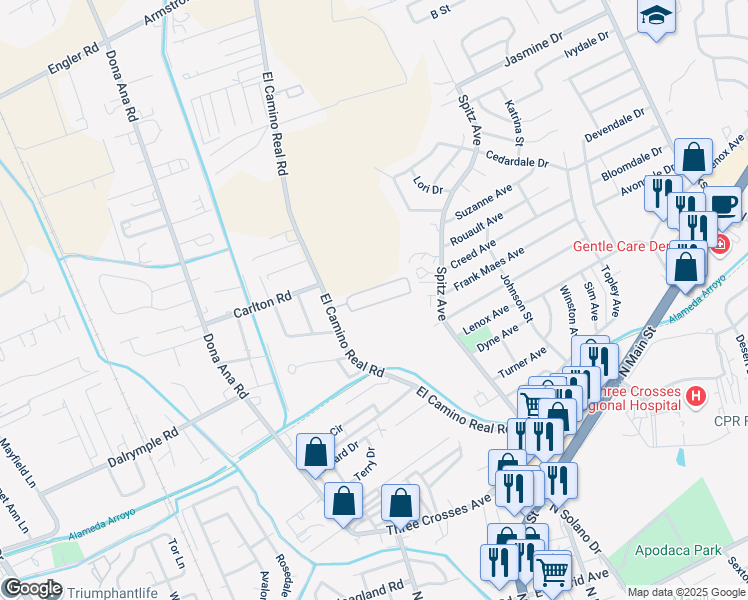 map of restaurants, bars, coffee shops, grocery stores, and more near 2620 El Camino Real Road in Las Cruces
