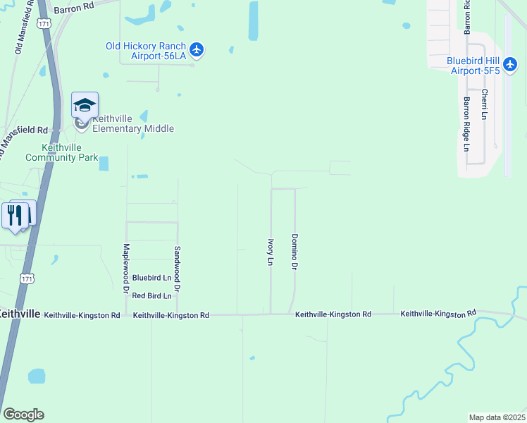 map of restaurants, bars, coffee shops, grocery stores, and more near 11060 Ivory Ln in Keithville