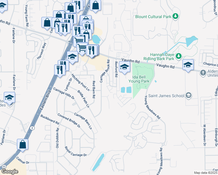 map of restaurants, bars, coffee shops, grocery stores, and more near 5752 Worchester Court in Montgomery