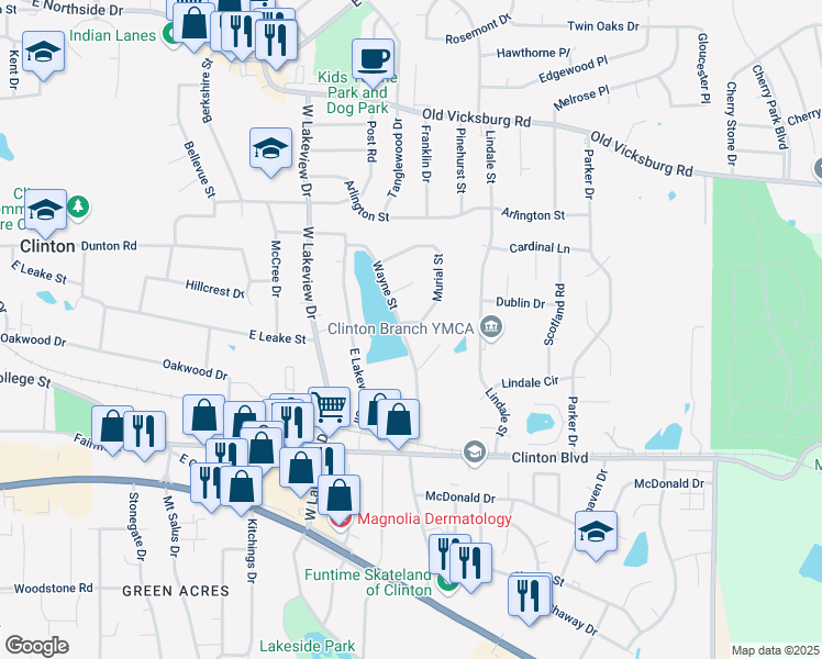 map of restaurants, bars, coffee shops, grocery stores, and more near 403 Wayne Street in Clinton
