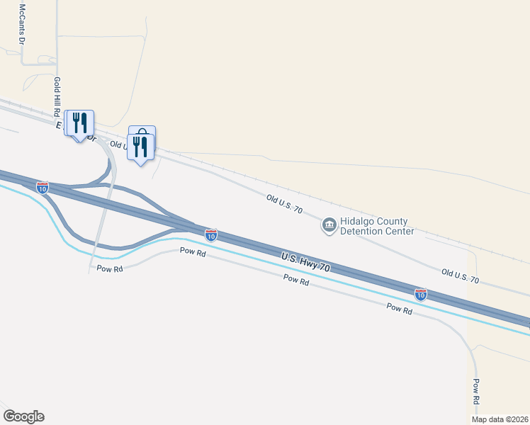 map of restaurants, bars, coffee shops, grocery stores, and more near U.S. 70 in Lordsburg