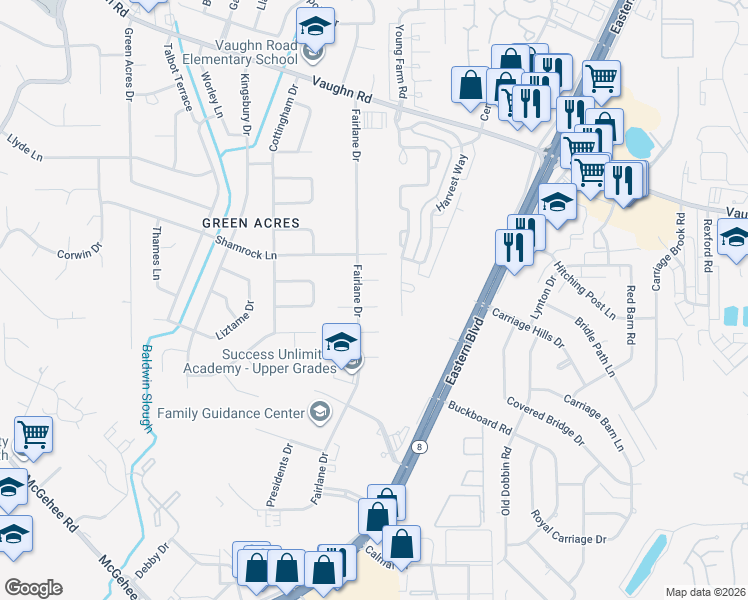 map of restaurants, bars, coffee shops, grocery stores, and more near 4524 Teri Ct in Montgomery