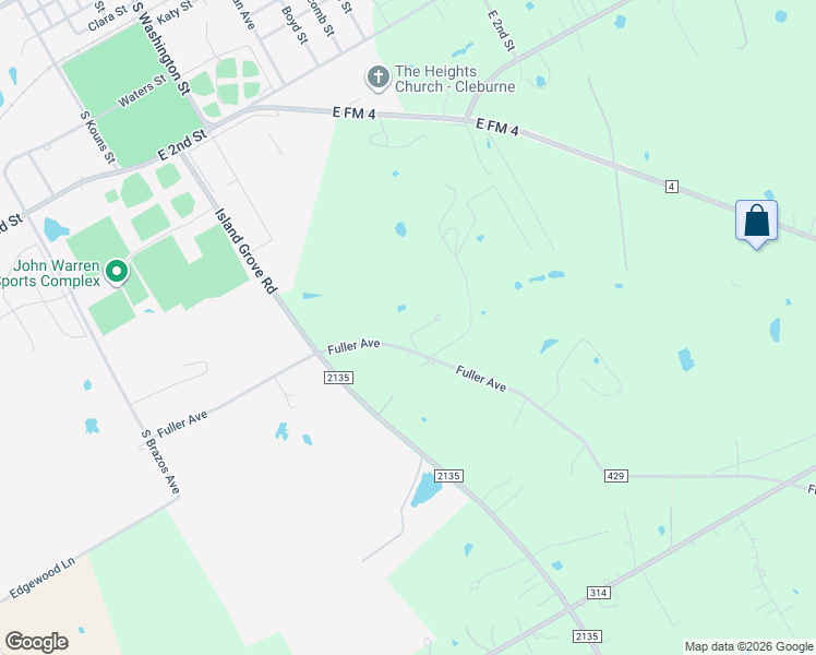 map of restaurants, bars, coffee shops, grocery stores, and more near 1200 County Road 429 in Cleburne