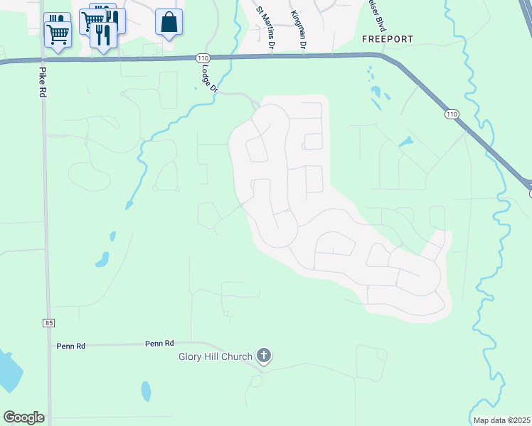map of restaurants, bars, coffee shops, grocery stores, and more near 9067 Crescent Lodge Dr in Pike Rd