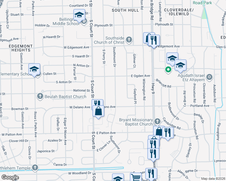 map of restaurants, bars, coffee shops, grocery stores, and more near 3566 Southmont Drive in Montgomery