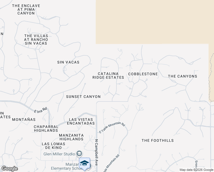 map of restaurants, bars, coffee shops, grocery stores, and more near 3202 East Blossom Dancer Lane in Tucson