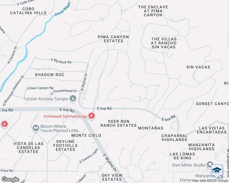 map of restaurants, bars, coffee shops, grocery stores, and more near 1893 Quiet Canyon Drive in Tucson